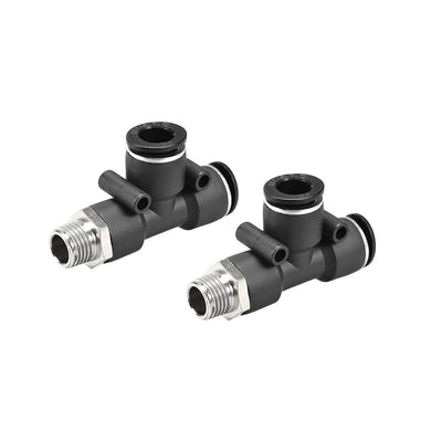 Harfington Plastic Tee Push to Connect Tube Fittings Male Thread Push Lock