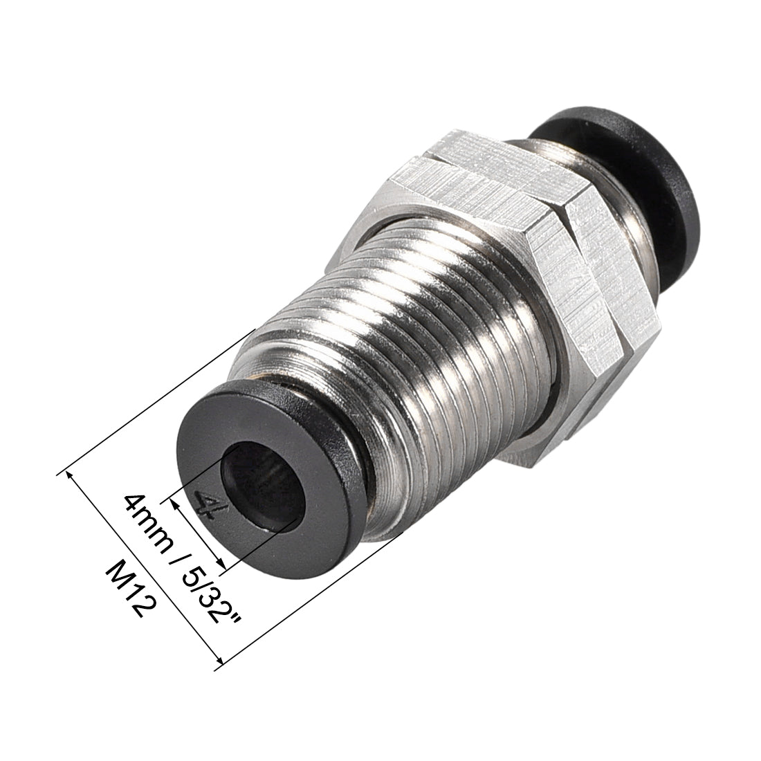 uxcell Uxcell Straight Pneumatic Push to Quick Connect Fittings Bulkhead Union 4mm Tube OD X 4mm Tube OD 2pcs