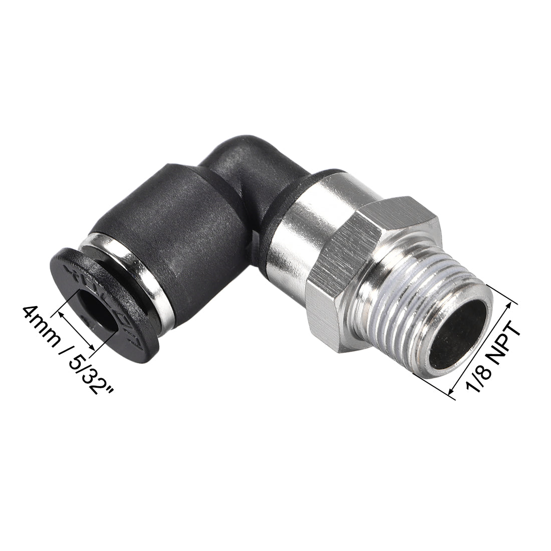 uxcell Uxcell Push to Connect Tube Fitting Male Elbow 4mm Tube OD x 1/8 NPT Thread Pneumatic Air Push Fit Lock Fitting 6pcs