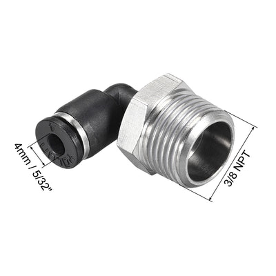 Harfington Uxcell Push to Connect Tube Fitting Male Elbow 4mm Tube OD x 3/8 NPT Thread Pneumatic Air Push Fit Lock Fitting