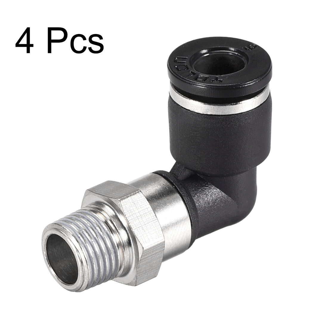 uxcell Uxcell Push to Connect Tube Fitting Male Elbow 6mm Tube OD x 1/8 NPT Thread Pneumatic Air Push Fit Lock Fitting 4pcs