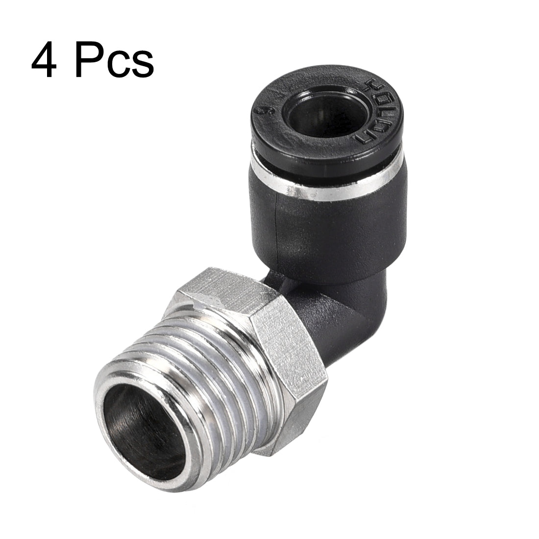 uxcell Uxcell 4Stk. Drücken zur Rohrverschraubung Fitting Außen Ellbogen 6mm Rohr OD X 1/4 NPT Gewinde Pneumatische Luftdruck Verriegelung