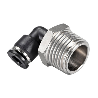 uxcell Uxcell Push to Connect Tube Fitting Male Elbow 6mm Tube OD x 1/2 NPT Thread Pneumatic Air Push Fit Lock Fitting