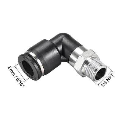 Harfington Uxcell 2Stk. Drücken zur Rohrverschraubung Fitting Außen Ellbogen 8mm Rohr OD X 1/8 NPT Gewinde Pneumatische Luftdruck Verriegelung