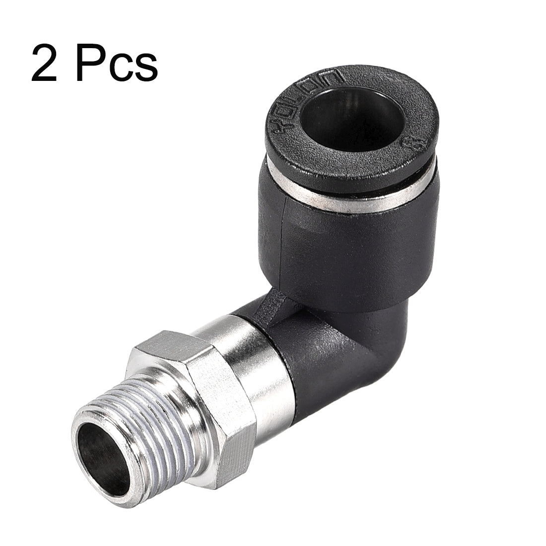 uxcell Uxcell 2Stk. Drücken zur Rohrverschraubung Fitting Außen Ellbogen 8mm Rohr OD X 1/8 NPT Gewinde Pneumatische Luftdruck Verriegelung