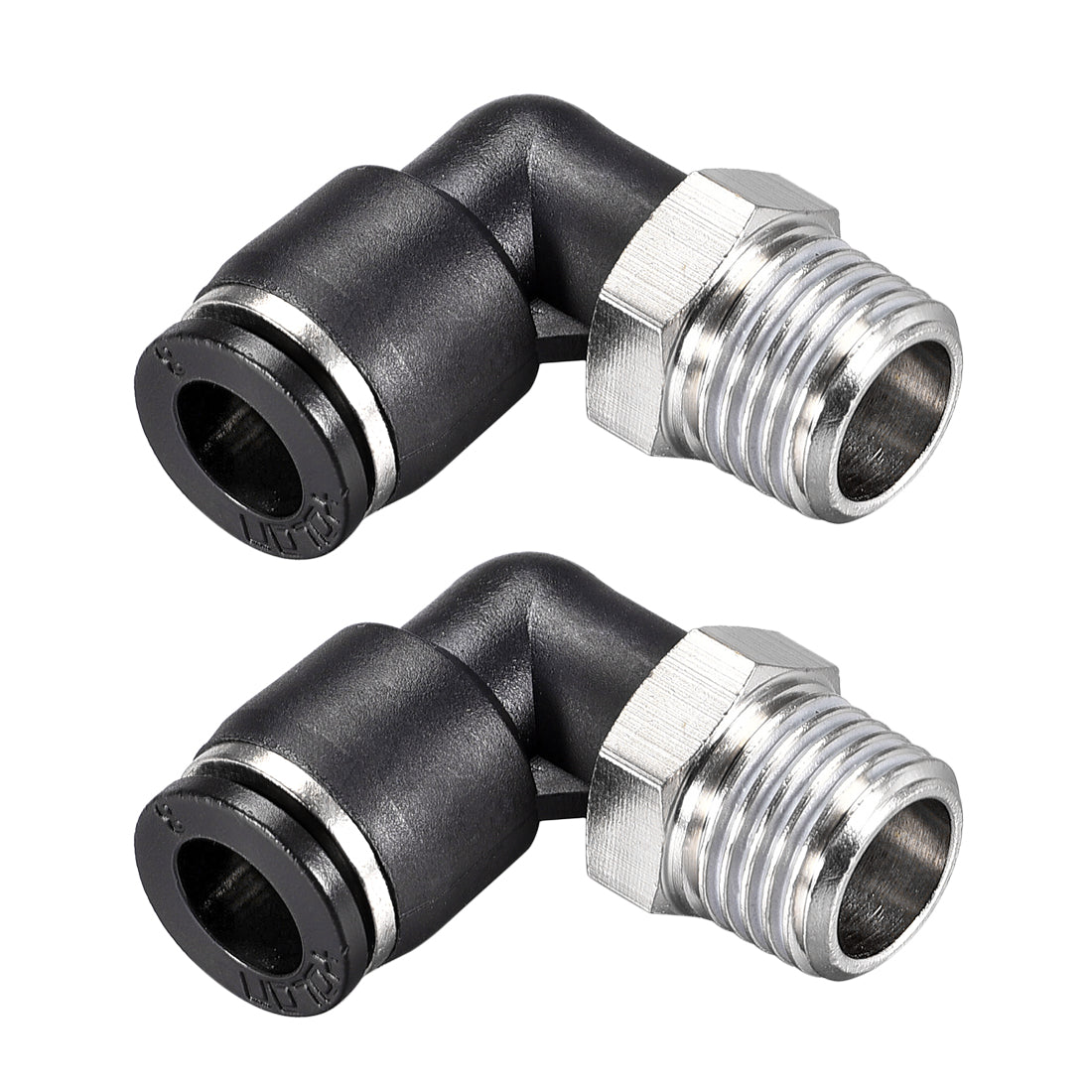 uxcell Uxcell Push to Connect Tube Fitting Male Elbow 8mm Tube OD x 1/4 NPT Thread Pneumatic Air Push Fit Lock Fitting 2pcs