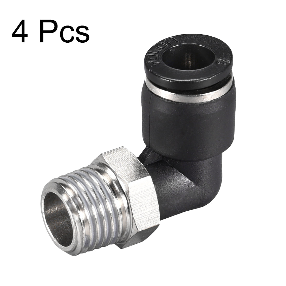 uxcell Uxcell 4Stk. Drücken zur Rohrverschraubung Fitting Außen Ellbogen 8mm Rohr OD X 1/4 NPT Gewinde Pneumatische Luftdruck Verriegelung