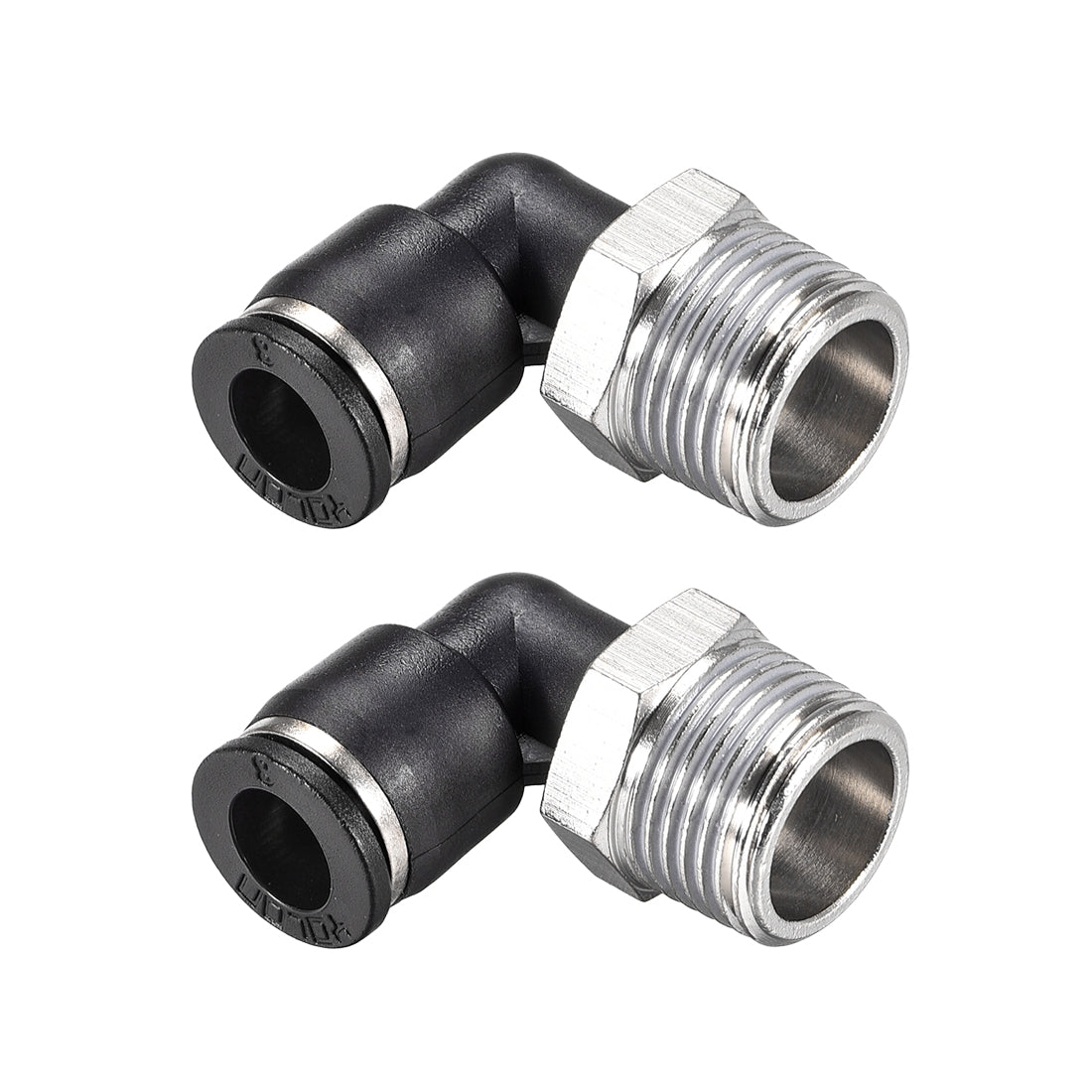 uxcell Uxcell Push to Connect Tube Fitting Male Elbow 8mm Tube OD x 3/8 NPT Thread Pneumatic Air Push Fit Lock Fitting 2pcs