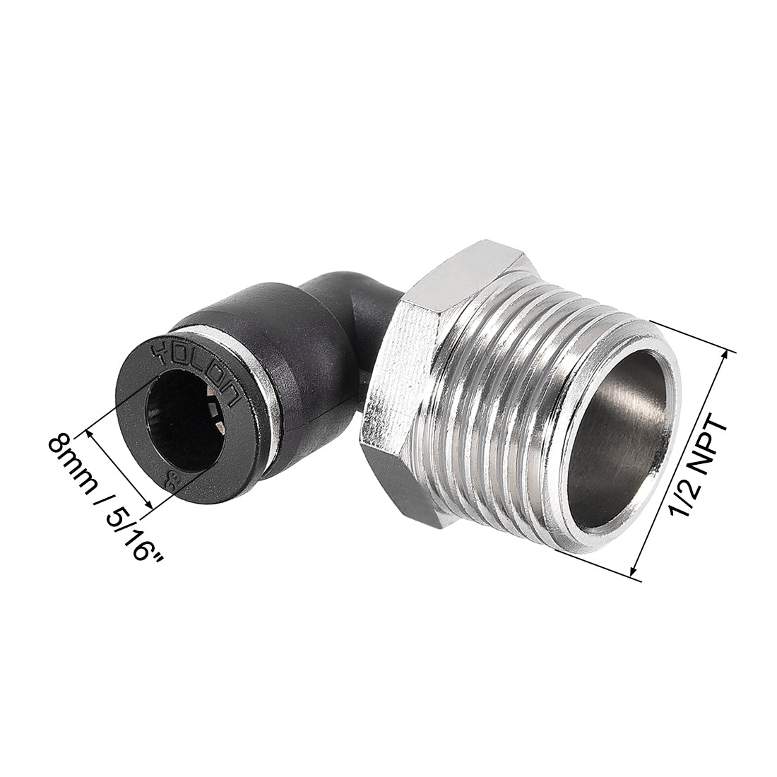 uxcell Uxcell Push to Connect Tube Fitting Male Elbow 8mm Tube OD x 1/2 NPT Thread Pneumatic Air Push Fit Lock Fitting