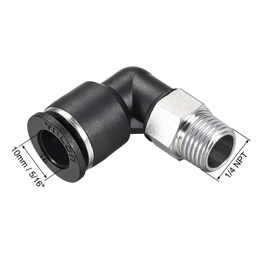 uxcell Uxcell 2Stk. Drücken zur Rohrverschraubung Fitting Außen Ellbogen 10mm Rohr OD X 1/4 NPT Gewinde Pneumatische Luftdruck Verriegelung