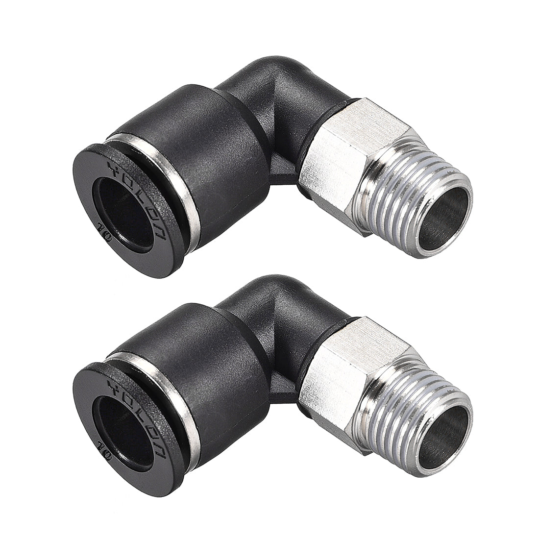 uxcell Uxcell 2Stk. Drücken zur Rohrverschraubung Fitting Außen Ellbogen 10mm Rohr OD X 1/4 NPT Gewinde Pneumatische Luftdruck Verriegelung