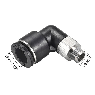 Harfington Uxcell Push to Connect Tube Fitting Male Elbow 12mm Tube OD x 1/8 NPT Thread Pneumatic Air Push Fit Lock Fitting