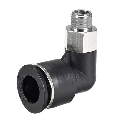 Harfington Uxcell Push to Connect Tube Fitting Male Elbow 12mm Tube OD x 1/8 NPT Thread Pneumatic Air Push Fit Lock Fitting