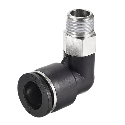 Harfington Uxcell Push to Connect Tube Fitting Male Elbow 12mm Tube OD x 1/4 NPT Thread Pneumatic Air Push Fit Lock Fitting