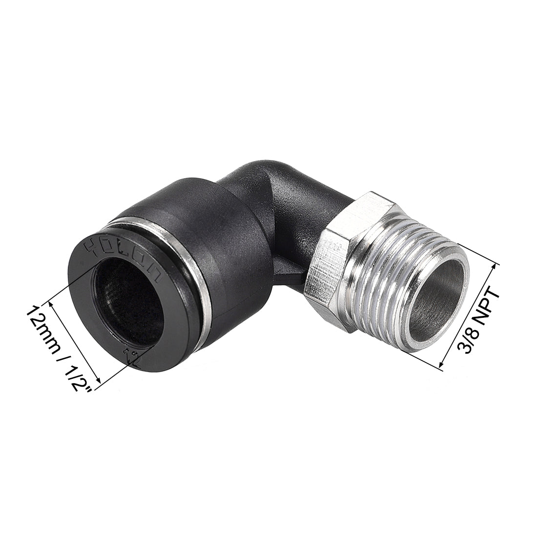 uxcell Uxcell Push to Connect Tube Fitting Male Elbow 12mm Tube OD x 3/8 NPT Thread Pneumatic Air Push Fit Lock Fitting