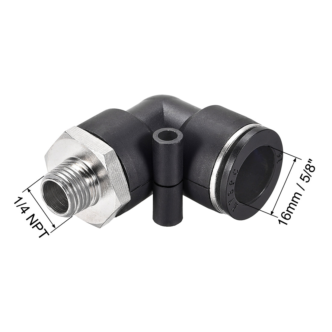 uxcell Uxcell Push to Connect Tube Fitting Male Elbow 16mm Tube OD x 1/4 NPT Thread Pneumatic Air Push Fit Lock Fitting