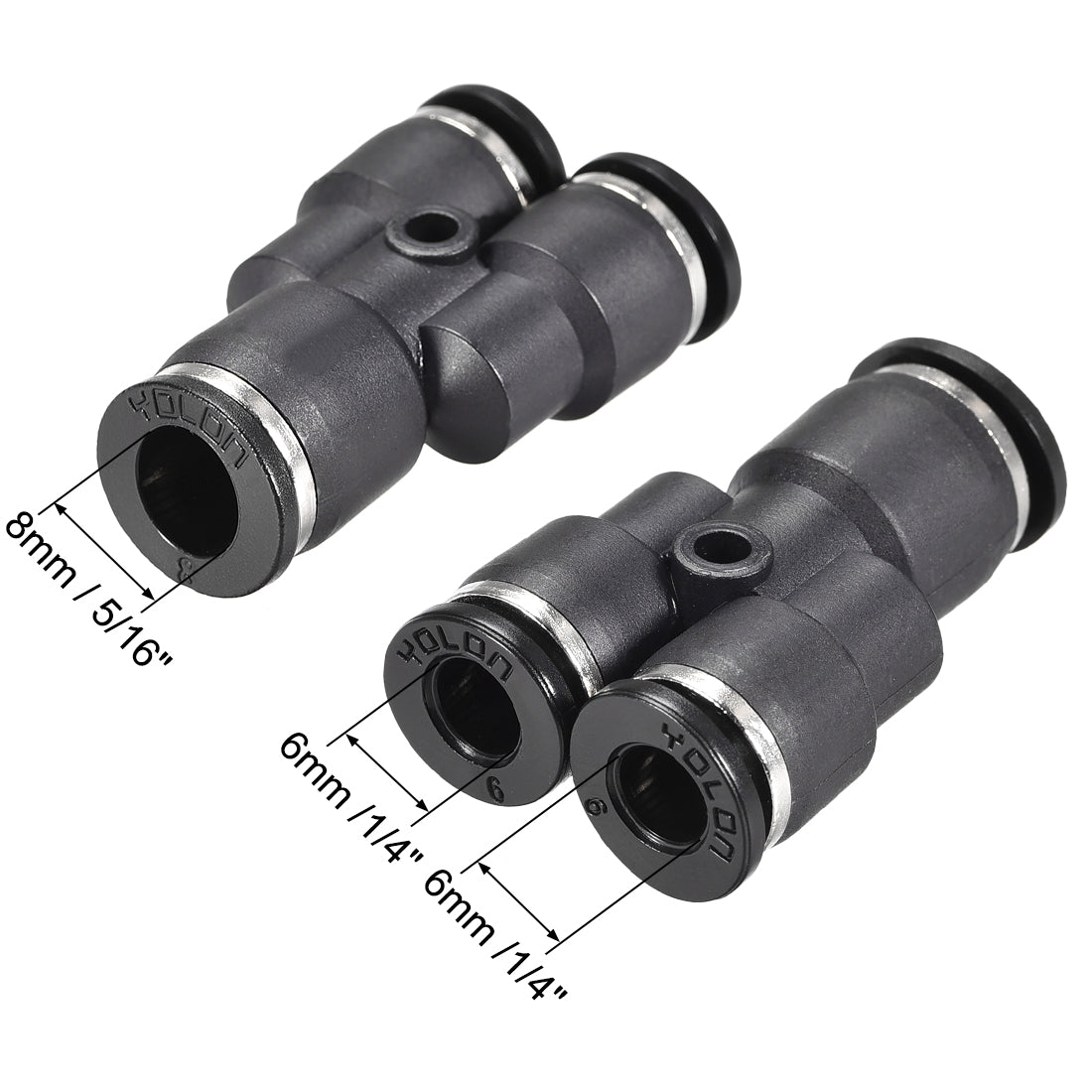 uxcell Uxcell Plastic Connect Y Splitter Push To Tube Fittings 8mm X 6mm OD Push Lock 4pcs