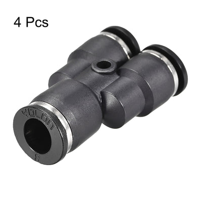 Harfington Uxcell Plastic Connect Y Splitter Push To Tube Fittings 8mm X 6mm OD Push Lock 4pcs