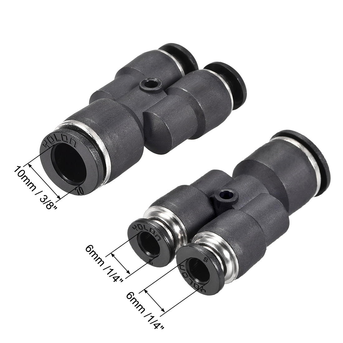 uxcell Uxcell Plastic Connect Y Splitter Push To Tube Fittings 10mm X 6mm OD Push Lock 2pcs