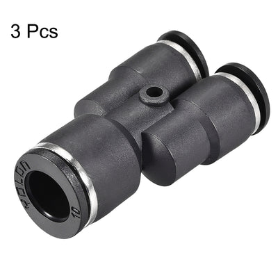 Harfington Uxcell Plastic Connect Y Splitter Push To Tube Fittings 10mm X 8mm OD Push Lock 3pcs