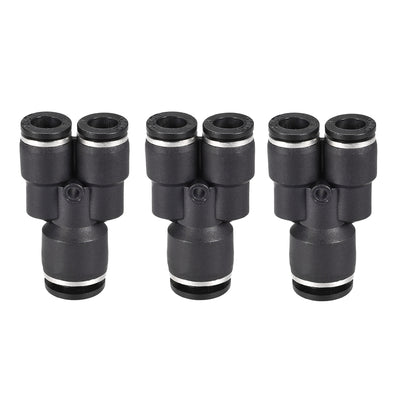 Harfington Uxcell Plastic Connect Y Splitter Push To Tube Fittings 10mm X 8mm OD Push Lock 3pcs