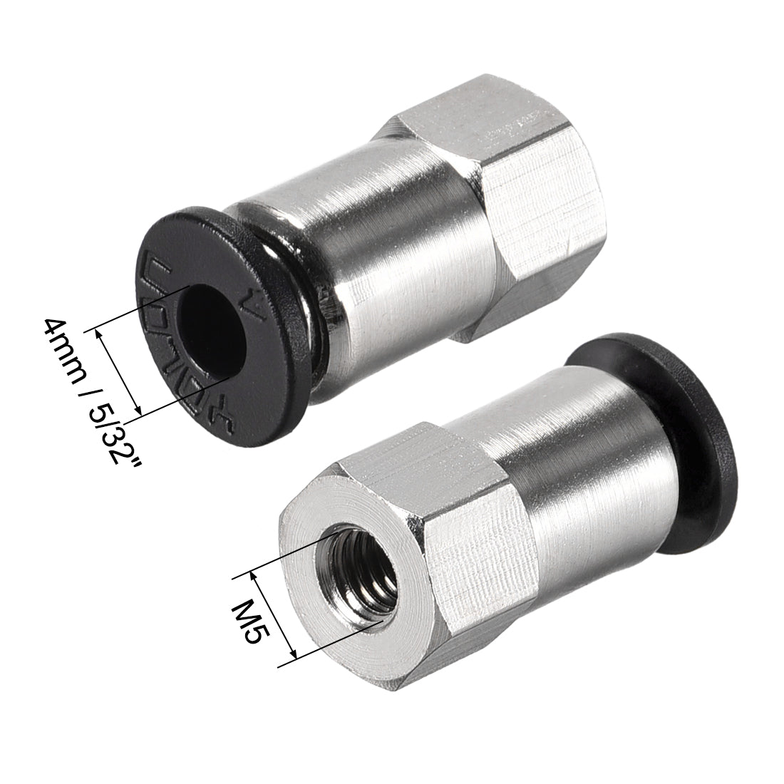 uxcell Uxcell Push to Connect Tube Fitting Adapter 4mm Tube OD x M5 Female Straight Pneumatic Connecter Connect Pipe Fitting 6pcs