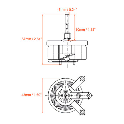 Harfington Uxcell 25W 20 Ohm Wirewound Ceramic Potentiometer Variable Rheostat Resistor With Knob