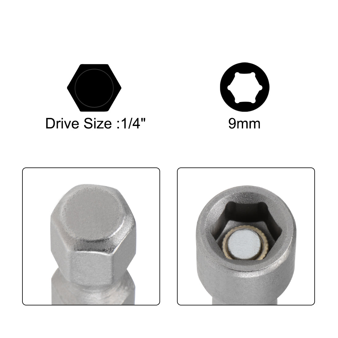 uxcell Uxcell 2 Pcs 1/4" Hex Shank 9mm Magnetic Nut Setter Driver Drill Bit, 150mm Length