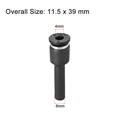 Harfington Uxcell 4mm Push Lock Tube Fitting, End OD 6mm Quick Link Air Fittings 4pcs