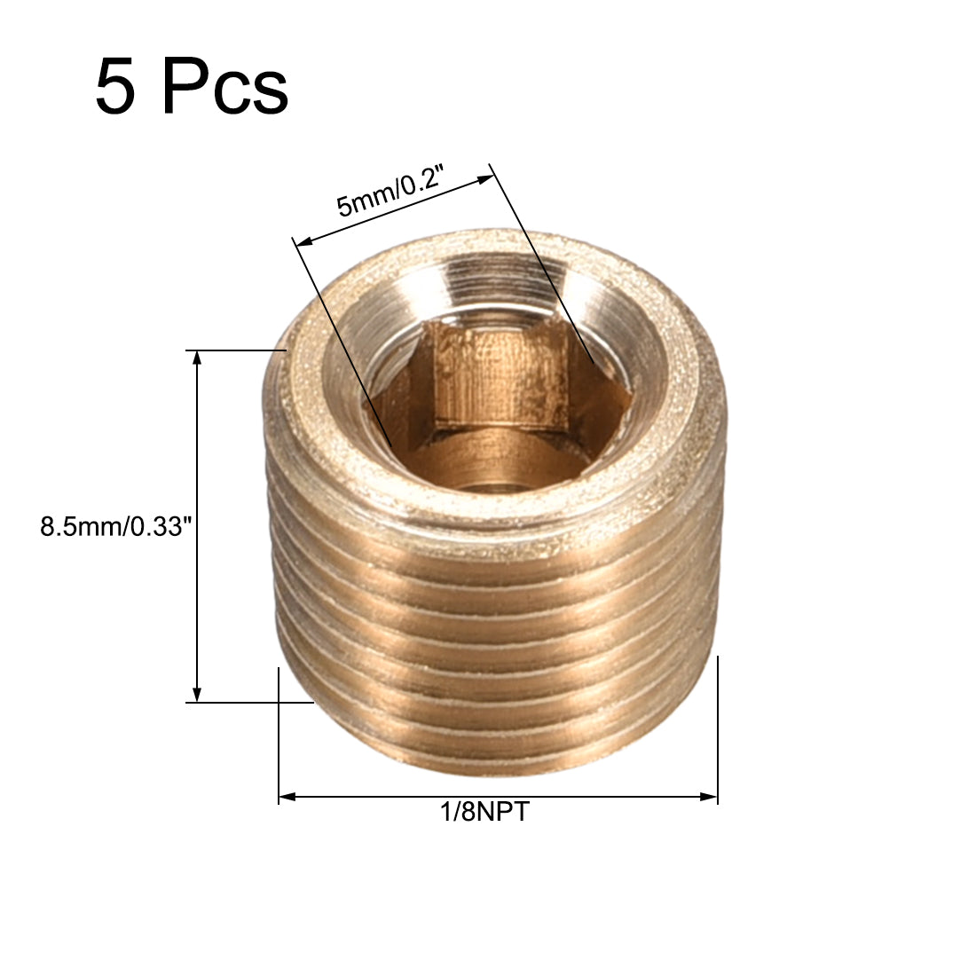 uxcell Uxcell Hex Countersunk Plug Stainless Steel Pipe Fitting Male Thread Socket Pipe Adapter Connector