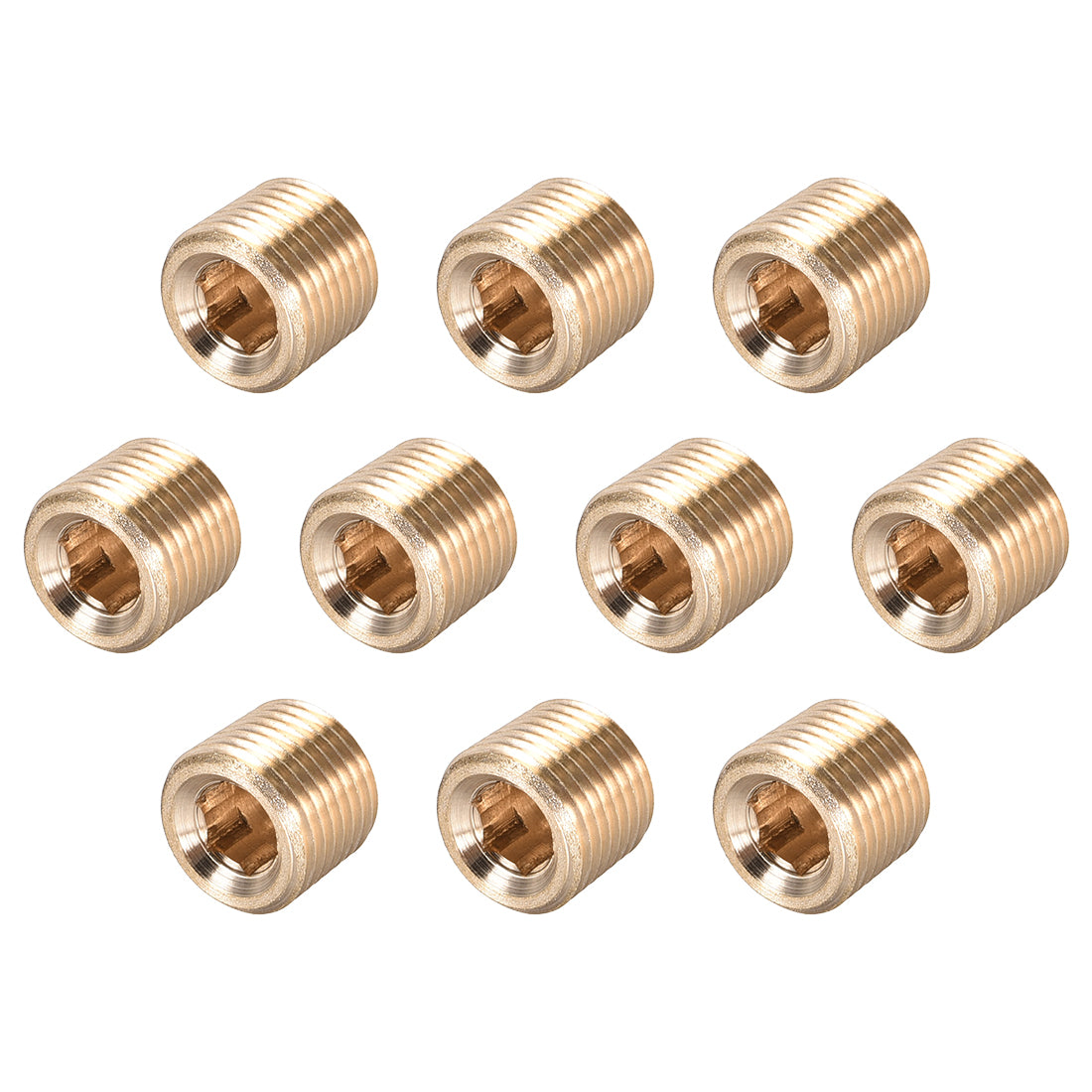 Uxcell Uxcell Brass Pipe Fitting - Hex Counter Sunk Plug 1/16NPT Male Socket Drive Countersunk Pipe Plugs 10pcs