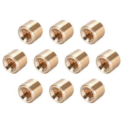 Harfington Uxcell Brass Pipe Fitting - Hex Counter Sunk Plug 1/16NPT Male Socket Drive Countersunk Pipe Plugs 10pcs