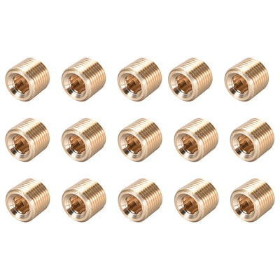 Uxcell Uxcell Brass Pipe Fitting - Hex Counter Sunk Plug 1/8NPT Male Socket Drive Countersunk Pipe Plugs 15pcs