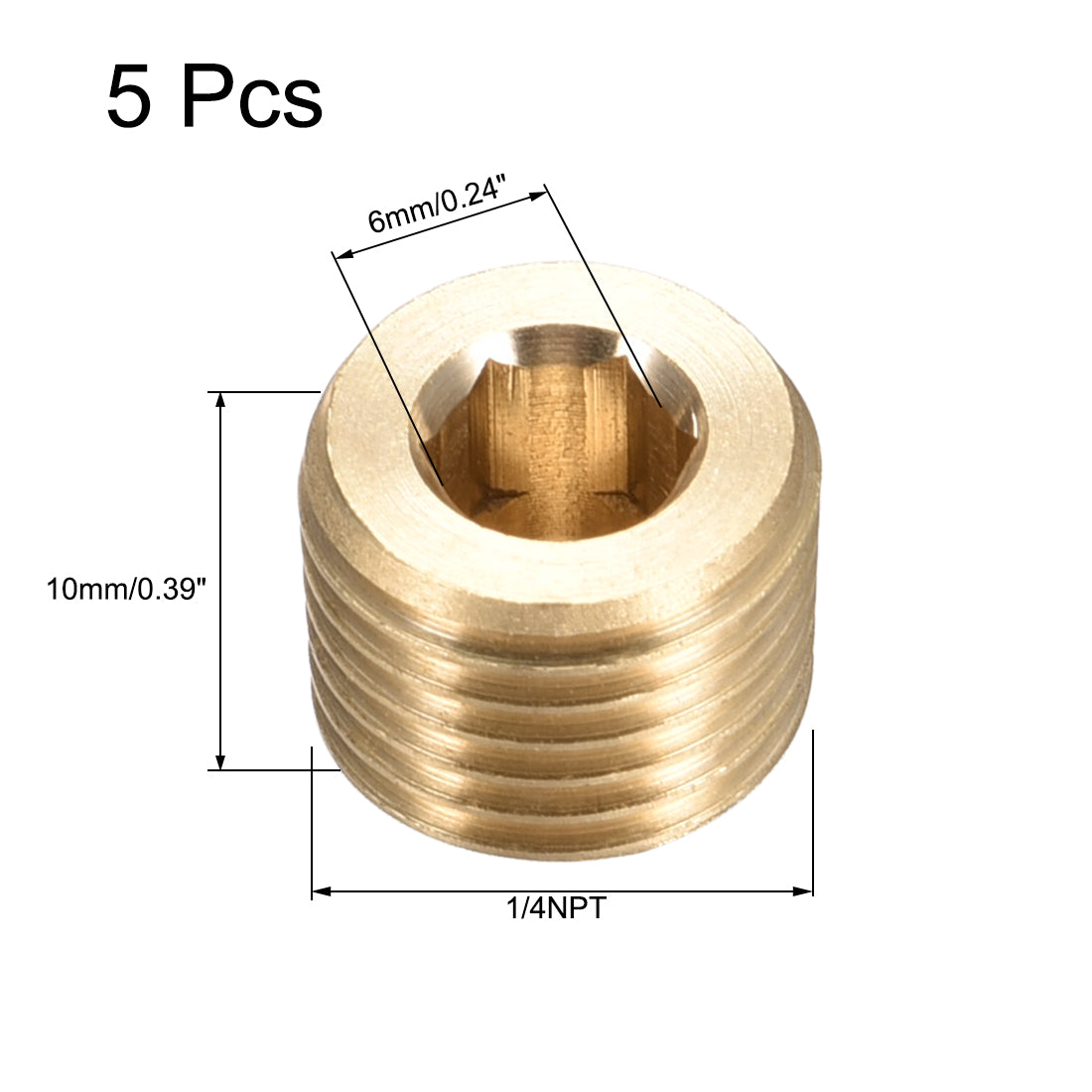 uxcell Uxcell Hex Countersunk Plug Stainless Steel Pipe Fitting Male Thread Socket Pipe Adapter Connector