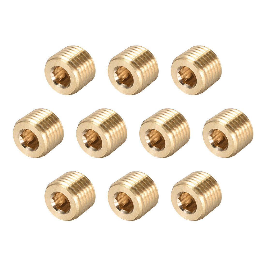 Uxcell Uxcell Brass Pipe Fitting - Hex Counter Sunk Plug 1/16NPT Male Socket Drive Countersunk Pipe Plugs 10pcs