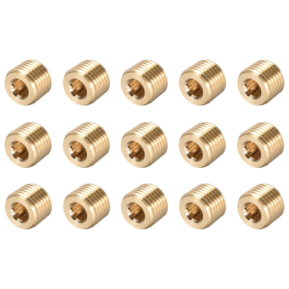 Uxcell Uxcell Brass Pipe Fitting - Hex Counter Sunk Plug 1/8NPT Male Socket Drive Countersunk Pipe Plugs 15pcs