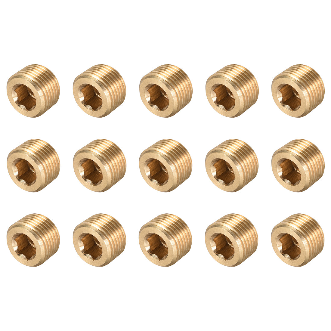 Uxcell Uxcell Brass Pipe Fitting - Hex Counter Sunk Plug 1/8NPT Male Socket Drive Countersunk Pipe Plugs 15pcs