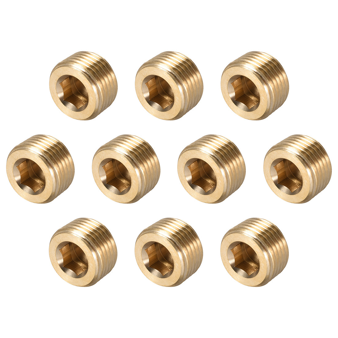 Uxcell Uxcell Brass Pipe Fitting - Hex Counter Sunk Plug 1/16NPT Male Socket Drive Countersunk Pipe Plugs 10pcs