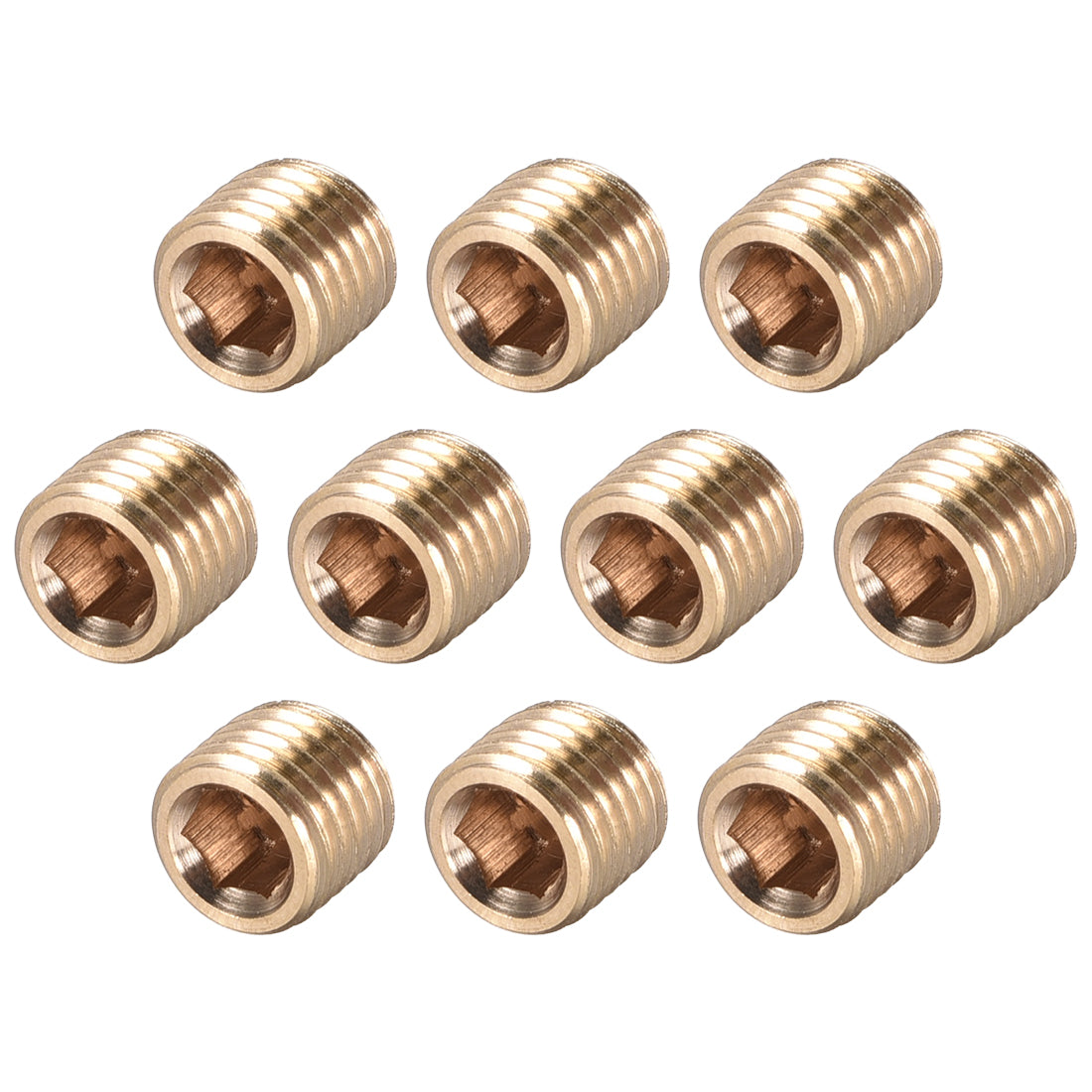 Uxcell Uxcell Brass Pipe Fitting - Hex Counter Sunk Plug 1/16NPT Male Socket Drive Countersunk Pipe Plugs 10pcs