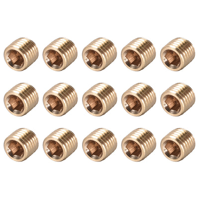 Harfington Uxcell Brass Pipe Fitting - Hex Counter Sunk Plug 1/8NPT Male Socket Drive Countersunk Pipe Plugs 15pcs