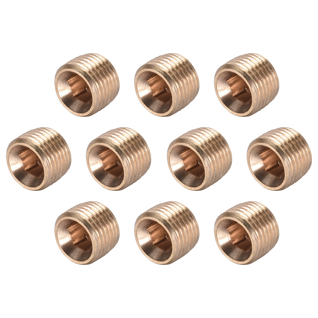 uxcell Uxcell Brass Pipe Fitting - Hex Counter Sunk Plug G1/8 Male Socket Drive Countersunk Pipe Plugs 10pcs