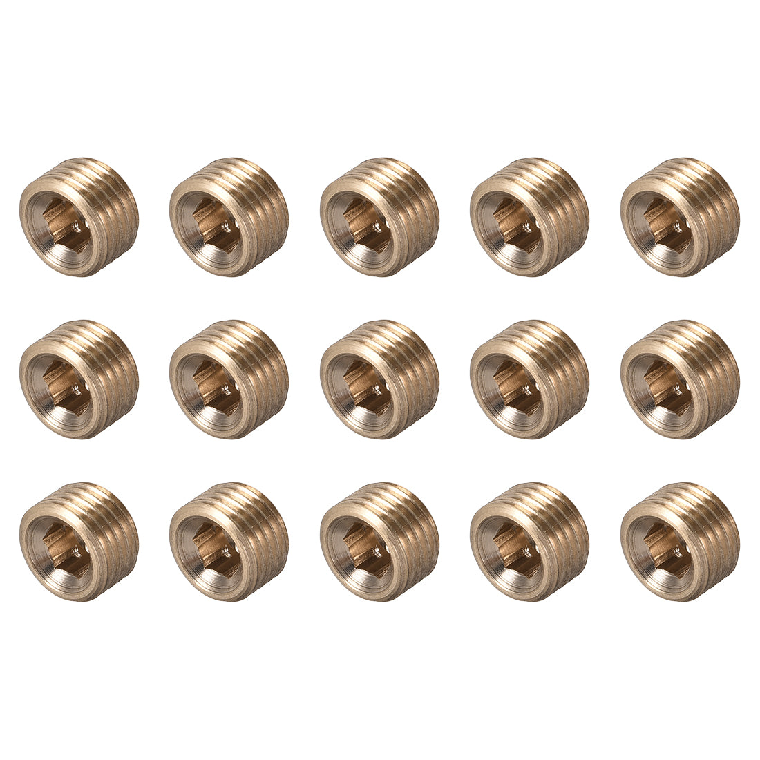 uxcell Uxcell Brass Pipe Fitting - Hex Counter Sunk Plug G1/4 Male Socket Drive Countersunk Pipe Plugs 15pcs