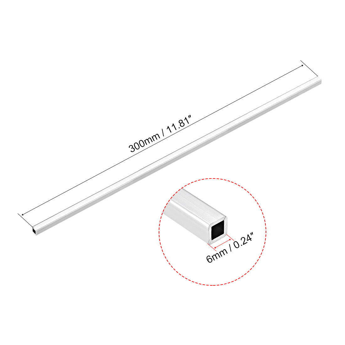 uxcell Uxcell 6063 Aluminum Square Tubes, Seamless Straight Pipe Tubing