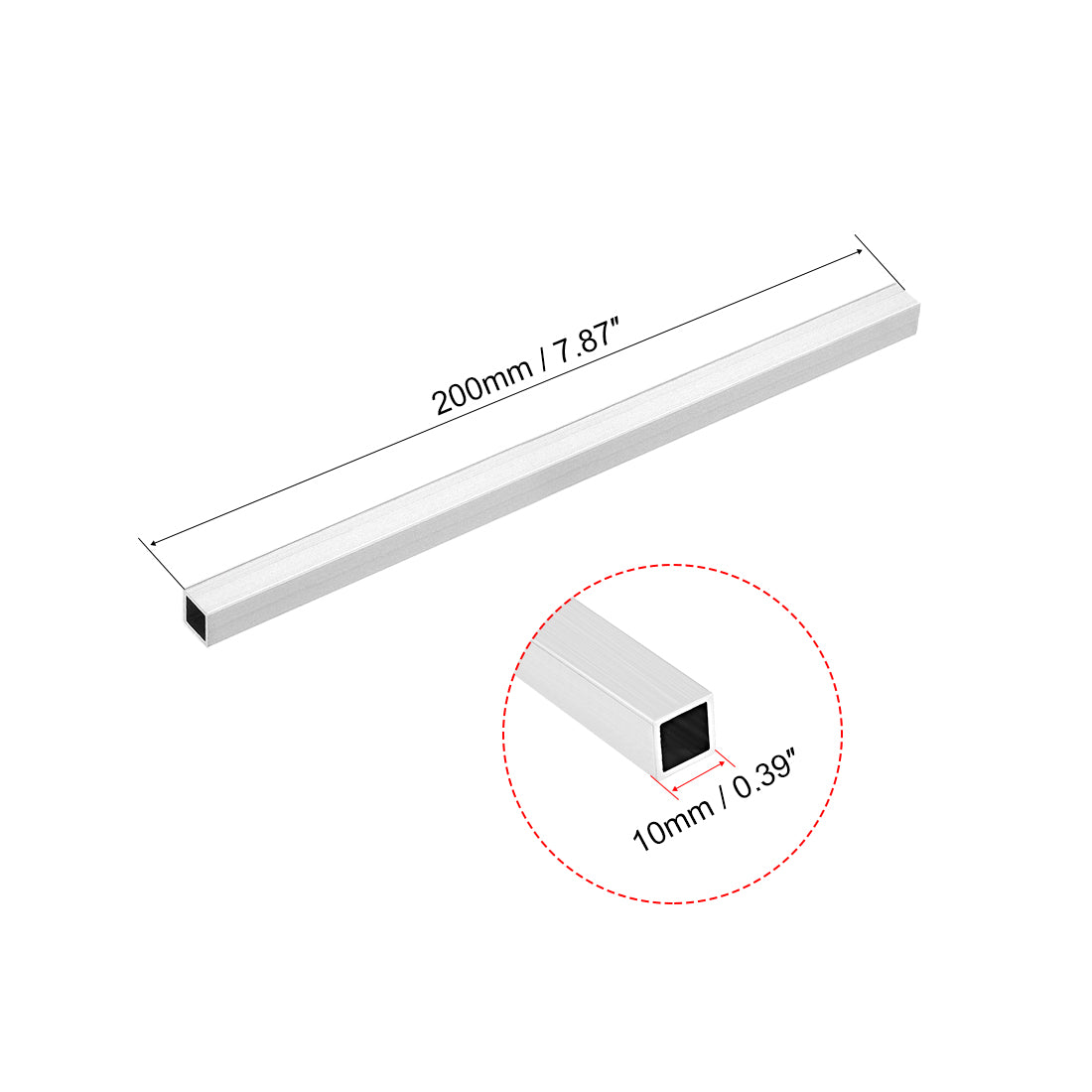 uxcell Uxcell 6063 Aluminum Square Tubes, Seamless Straight Pipe Tubing