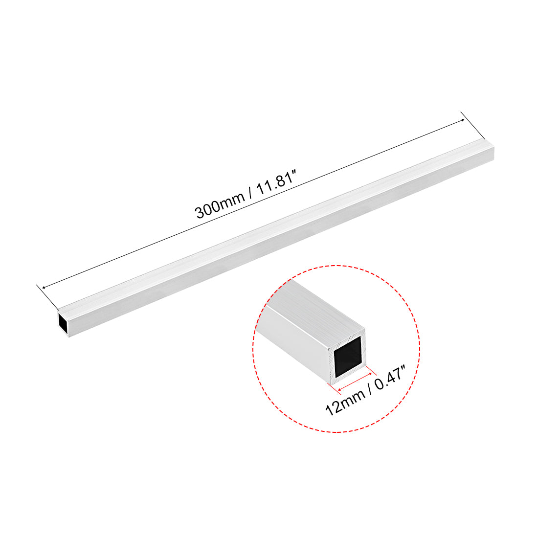 uxcell Uxcell 6063 Aluminum Square Tubes, Seamless Straight Pipe Tubing