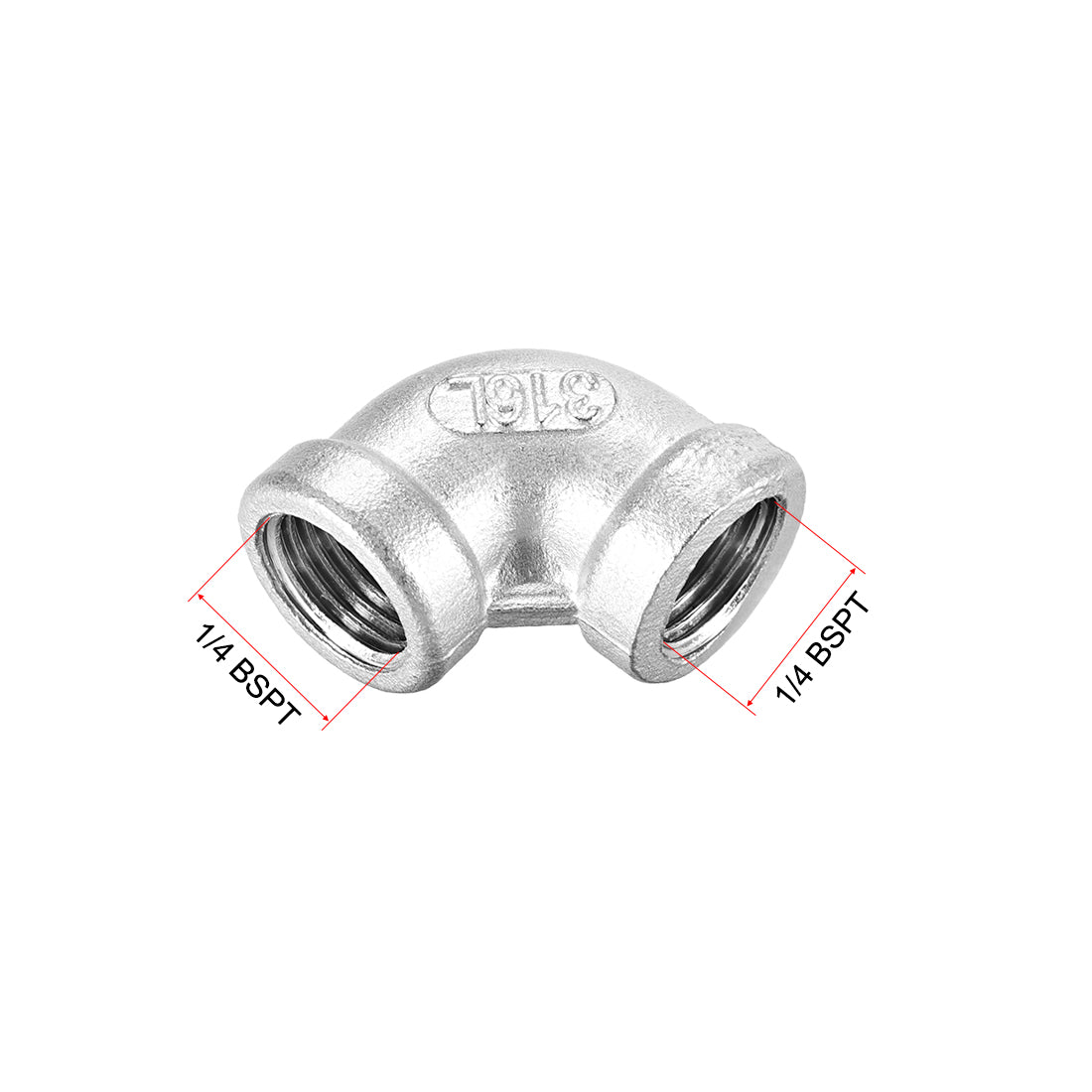 uxcell Uxcell Stainless Steel 316 Pipe Fitting Elbow 1/4BSPT Female x 1/4BSPT Female