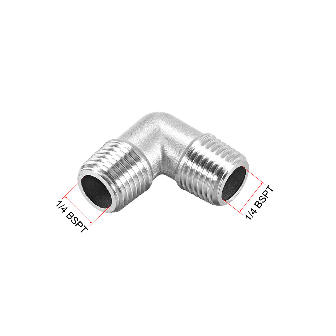 uxcell Uxcell Stainless Steel 304 Pipe Fitting Elbow 1/4BSPT Male x 1/4BSPT Male 2pcs