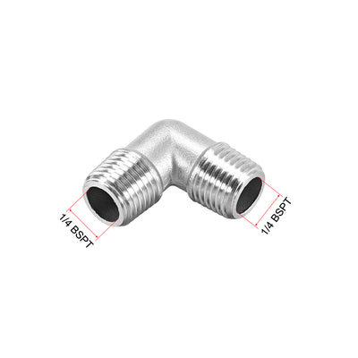 Harfington Uxcell Stainless Steel 304 Pipe Fitting Elbow 1/4BSPT Male x 1/4BSPT Male 2pcs