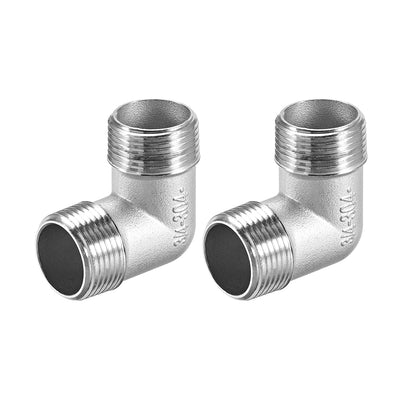 uxcell Uxcell Stainless Steel 304 Pipe Fitting Elbow 3/4BSPT Male x 3/4BSPT Male 2pcs