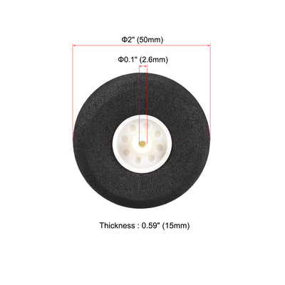 Harfington Uxcell RC Airplane Wheels - 6PCS RC Airplane Aircraft Sponge Wheels 2 inch x 0.1 inch